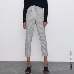 Zara High Waisted Plaid Pants